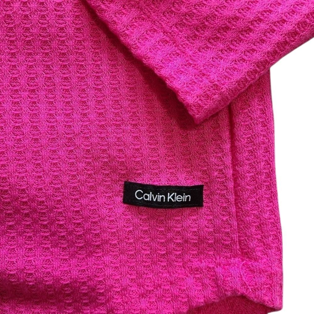 Calvin Klein Long Sleeve Waffle Knit Top - Pink - Picture 5 of 7
